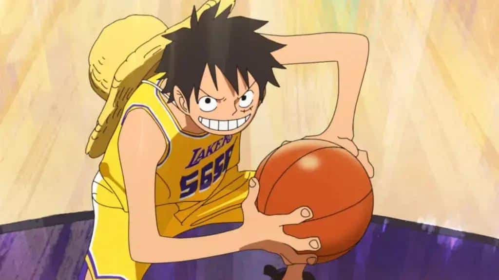 Luffy desafia a Marinha em uma partida de basquete com os Lakers