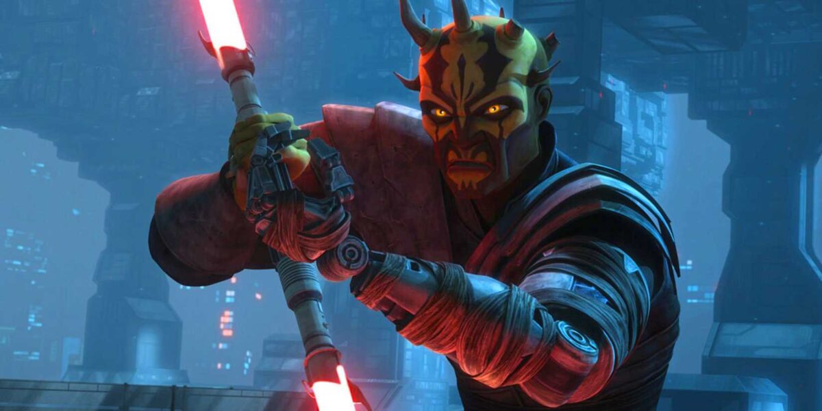 Savage Oppress wields a double-bladed red lightsaber in Star Wars