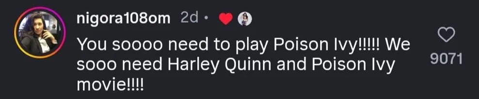 Megan Fox reagindo sobre a possibilidade de ser a Hera Venenosa