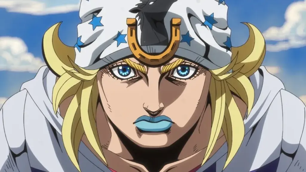 Johnny Joestar em cena do Episódio 1 de JoJo's Bizarre Adventure: Steel Ball Run