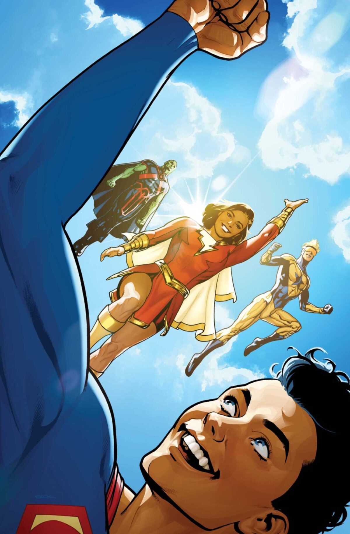 Action Comics #1098 cover showing superman and the justice league