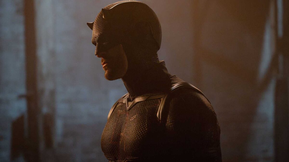 Charlie Cox's Daredevil with his black suit in Daredevil: Born Again season 2