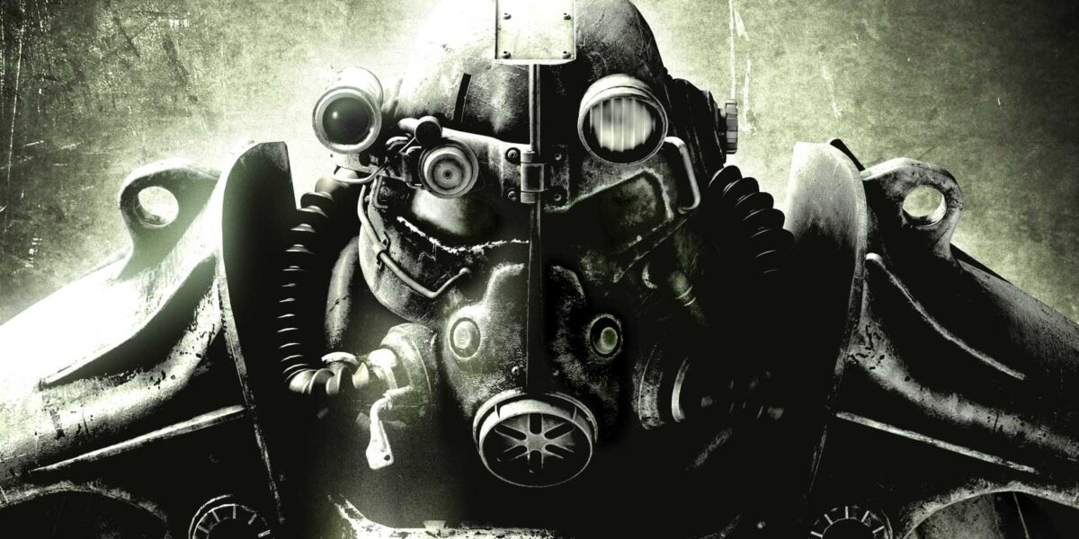 Fallout 3 cover art showing a set of Power Armor in a green monochrome tint.