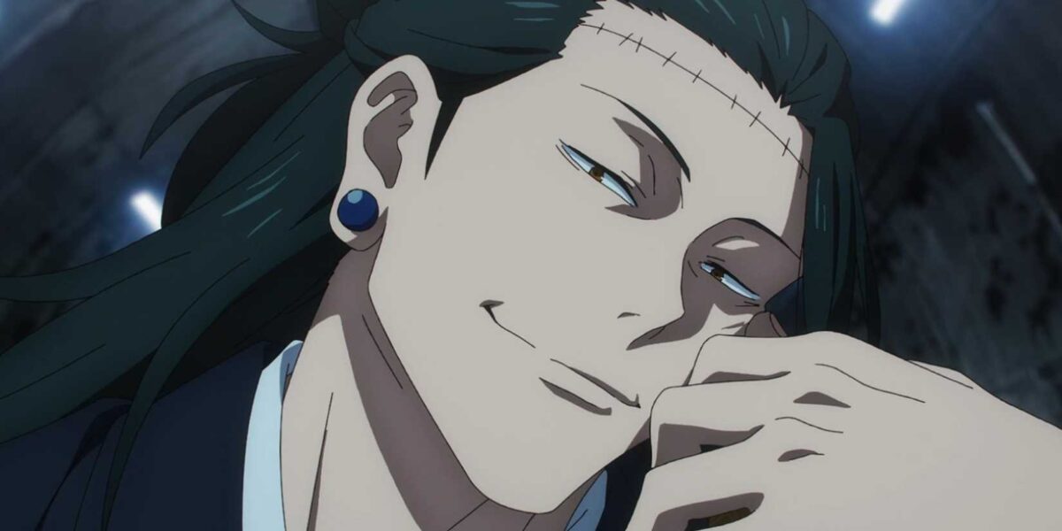 Kenjaku makes a smug expression in Suguru Geto's body.