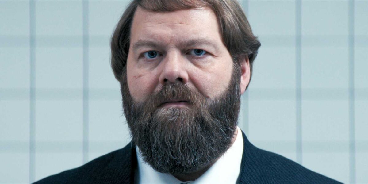 Close-up of Mr. Drummond (Ólafur Darri Ólafsson) in Severance Season 2 Ep 10