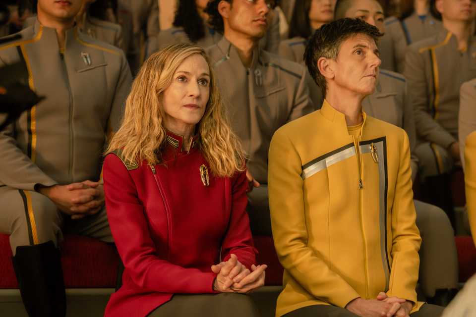 STAR TREK: STARFLEET ACADEMY, from left: Holly Hunter, Tig Notaro, ‘Beta Test', (Season 1, ep. 102, aired Jan. 15, 2026). photo: Brooke Palmer / ©Paramount+