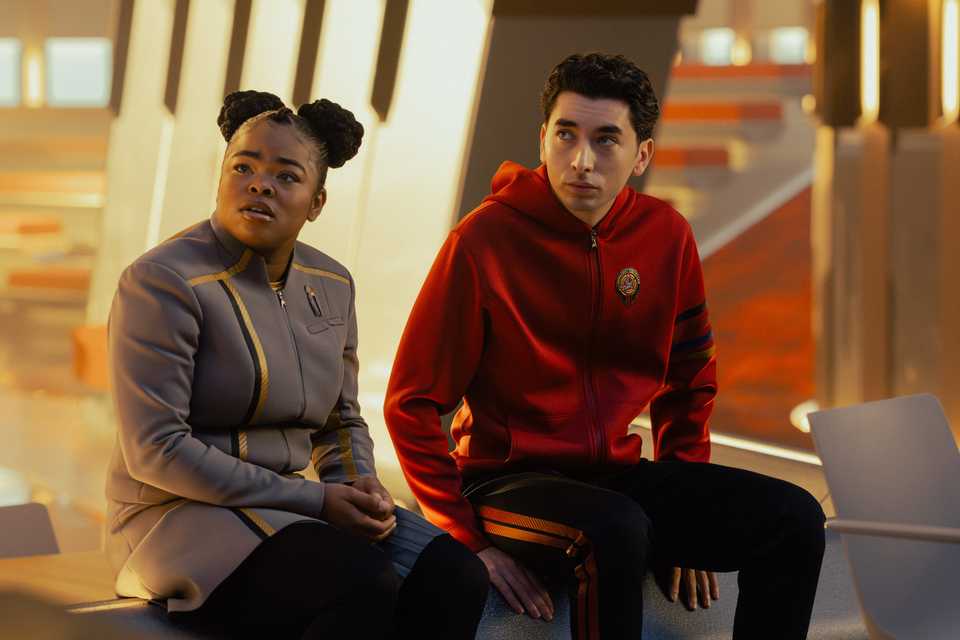 STAR TREK: STARFLEET ACADEMY, from left: Kerrice Brooks, Romeo Carere, ‘Vitus Reflux', (Season 1, ep. 103, aired Jan. 22, 2026). photo: Brooke Palmer / ©Paramount+