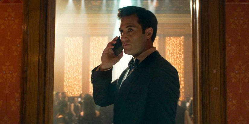 Buck Cashman (Arty Froushan) making a phone call during the gala in Daredevil: Born Again Season 1 Ep 8