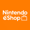 Nintendo eShop logo on orange background.