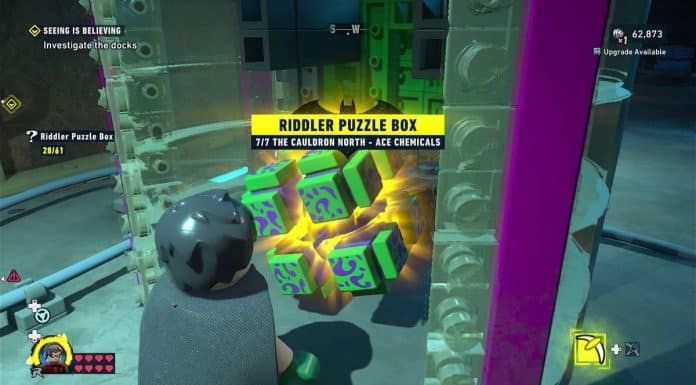 Desvendando os Enigmas: Localizações e Soluções dos Puzzles do Charada em The Cauldron North de LEGO Batman Imagem do jogo LEGO Batman mostrando o Cauldron North
