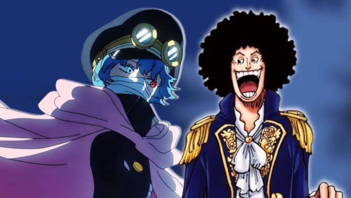 One Piece 1184: Brook e Candelle em Destaque Ilustração do capítulo 1184 de One Piece com Brook e Candelle