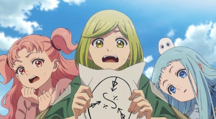 Witch Hat Atelier Episódio 9: Noite Sem Sono e Segredos Embrulhados em Magia Coco em um momento de descoberta mágica em Witch Hat Atelier